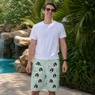 Real-life photo of someone wearing Men's Phantom Phalanges Custom Face Beach Shorts — custom faces printed all-over