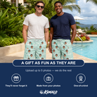 Friends in matching Men's Phantom Phalanges Custom Face Beach Shorts — a group gift photo