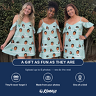 Friends in matching Women's Phantom Phalanges Custom Face Off-Shoulder Dress — a group gift photo
