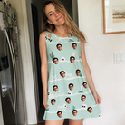 Real-life photo of someone wearing Women's Phantom Phalanges Custom Face Tank Dress — custom faces printed all-over