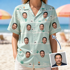 Woman wearing Women's Phantom Phalanges Custom Face Hawaiian Shirt — custom faces printed all-over