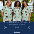 Friends in matching Women's Phantom Phalanges Custom Face Hawaiian Shirt — a group gift photo
