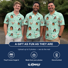 Friends in matching Men's Phantom Phalanges Custom Face Polo Shirt — a group gift photo