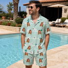 Real-life photo of someone wearing Men's Phantom Phalanges Custom Face Shirt & Shorts Set — custom faces printed all-over