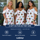 Friends in matching Women's Sticky Situation Custom Face Off-Shoulder Dress — a group gift photo