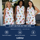 Friends in matching Women's Sticky Situation Custom Face V-Neck Dress — a group gift photo