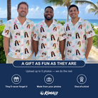 Friends in matching Men's Sticky Situation Custom Face Hawaiian Shirt — a group gift photo