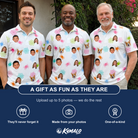 Friends in matching Men's Sticky Situation Custom Face Polo Shirt — a group gift photo