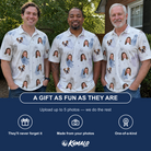 Friends in matching Men's Wraith Wiggles Custom Face Polo Shirt — a group gift photo