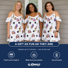 Friends in matching Women's Talon Terrors Custom Face Off-Shoulder Dress — a group gift photo
