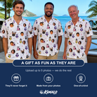 Friends in matching Men's Talon Terrors Custom Face Hawaiian Shirt — a group gift photo