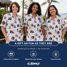 Friends in matching Women's Talon Terrors Custom Face Hawaiian Shirt — a group gift photo