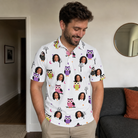 Real-life photo of someone wearing Men's Talon Terrors Custom Face Polo Shirt — custom faces printed all-over