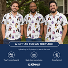 Friends in matching Men's Talon Terrors Custom Face Polo Shirt — a group gift photo