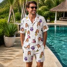 Real-life photo of someone wearing Men's Talon Terrors Custom Face Shirt & Shorts Set — custom faces printed all-over