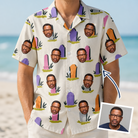 Man wearing Men's Resting Jest Custom Face Hawaiian Shirt — custom faces printed all-over