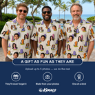 Friends in matching Men's Resting Jest Custom Face Hawaiian Shirt — a group gift photo