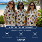 Friends in matching Women's Resting Jest Custom Face Hawaiian Shirt — a group gift photo