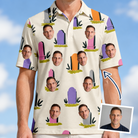 Man wearing Men's Resting Jest Custom Face Polo Shirt — custom faces printed all-over