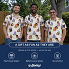 Friends in matching Men's Resting Jest Custom Face Polo Shirt — a group gift photo