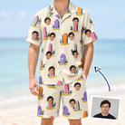 Man wearing Men's Resting Jest Custom Face Shirt & Shorts Set — custom faces printed all-over