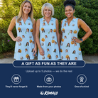 Friends in matching Women's Toothy Torchlight Custom Face V-Neck Dress — a group gift photo