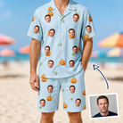 Man wearing Men's Toothy Torchlight Custom Face Shirt & Shorts Set — custom faces printed all-over