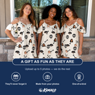 Friends in matching Women's Skeleton Shenanigans Custom Face Off-Shoulder Dress — a group gift photo