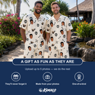Friends in matching Men's Skeleton Shenanigans Custom Face Shirt & Shorts Set — a group gift photo