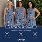 Friends in matching Women's Hoot Hollow Custom Face V-Neck Dress — a group gift photo