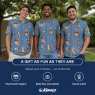 Friends in matching Men's Hoot Hollow Custom Face Polo Shirt — a group gift photo