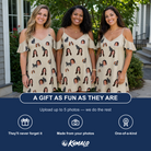 Friends in matching Women's Feline Frights Custom Face Off-Shoulder Dress — a group gift photo
