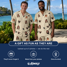 Friends in matching Men's Feline Frights Custom Face Shirt & Shorts Set — a group gift photo