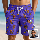 Man wearing Men's Mopstick Magic Custom Face Beach Shorts — custom faces printed all-over