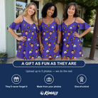 Friends in matching Women's Mopstick Magic Custom Face Off-Shoulder Dress — a group gift photo
