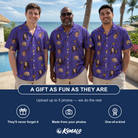 Friends in matching Men's Mopstick Magic Custom Face Hawaiian Shirt — a group gift photo