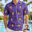 Man wearing Men's Mopstick Magic Custom Face Polo Shirt — custom faces printed all-over
