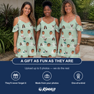 Friends in matching Women's Ghostly Goofballs Custom Face Off-Shoulder Dress — a group gift photo