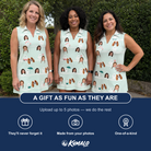Friends in matching Women's Ghostly Goofballs Custom Face V-Neck Dress — a group gift photo