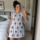 Real-life photo of someone wearing Women's Mausoleum Mirth Custom Face Tank Dress — custom faces printed all-over