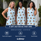 Friends in matching Women's Mausoleum Mirth Custom Face V-Neck Dress — a group gift photo