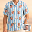 Man wearing Men's Mausoleum Mirth Custom Face Hawaiian Shirt — custom faces printed all-over