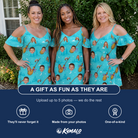 Friends in matching Women's Broom Zoom Custom Face Off-Shoulder Dress — a group gift photo