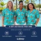 Friends in matching Women's Broom Zoom Custom Face Hawaiian Shirt — a group gift photo