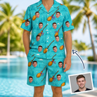 Man wearing Men's Broom Zoom Custom Face Shirt & Shorts Set — custom faces printed all-over