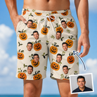 Man wearing Men's Carved Chuckles Custom Face Beach Shorts — custom faces printed all-over