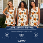 Friends in matching Women's Carved Chuckles Custom Face V-Neck Dress — a group gift photo