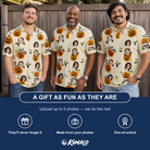 Friends in matching Men's Carved Chuckles Custom Face Polo Shirt — a group gift photo