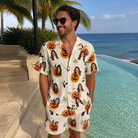 Real-life photo of someone wearing Men's Carved Chuckles Custom Face Shirt & Shorts Set — custom faces printed all-over