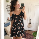 Real-life photo of someone wearing Women's Rattle Rascals Custom Face Off-Shoulder Dress — custom faces printed all-over